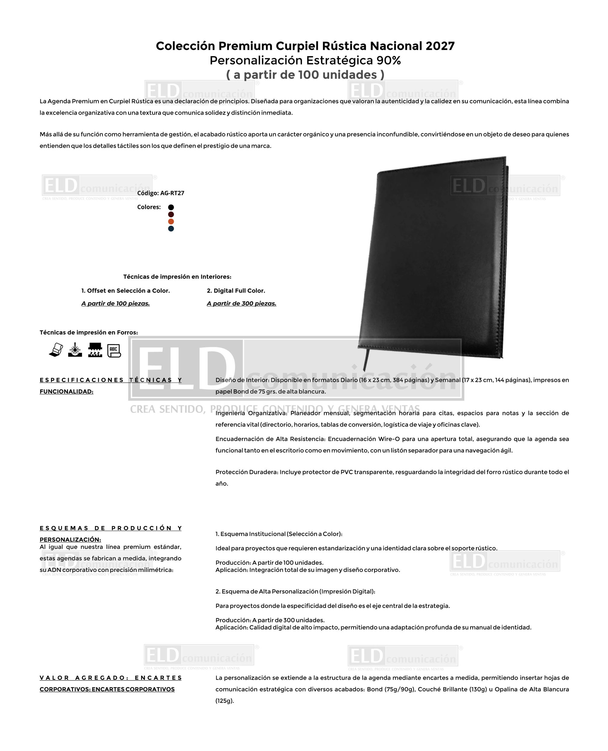 Agendas Colección Premium Curpiel Rústica Nacional 2027